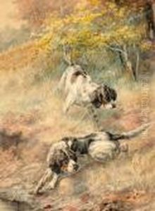 Two English Setters Working A Field by Edmund Henry Osthaus