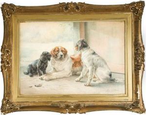 Portrait Of Three Dogs by Edmund Henry Osthaus