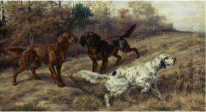 A Trio Of Setters On The Hunt by Edmund Henry Osthaus