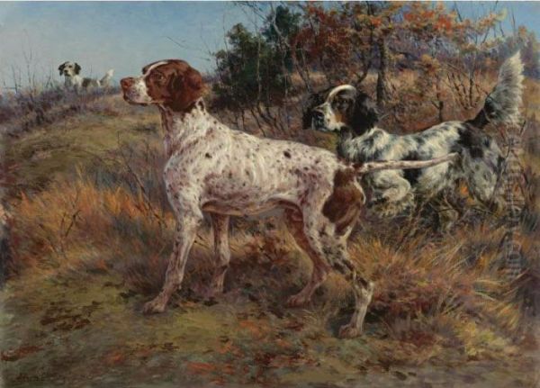A Pointer And Two English Setters - view 1