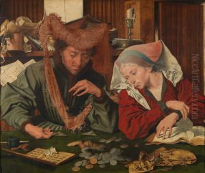 Money-Changer and his Wife 1539 by Marinus van Reymerswaele