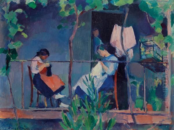 Jeunes Femmes Au Jardin - view 1