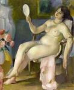 Modele Devant Son Miroir, Circa 1920