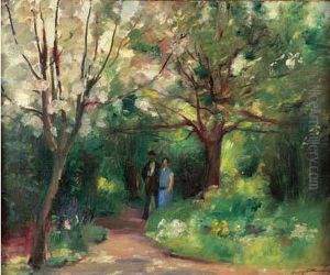 Couple Dans Un Jardin, Circa 1920. Couple Dans Un Jardin, Circa 1920.