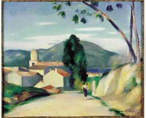 La Route Ensoleillee A Saint-tropez by Henri Ottmann