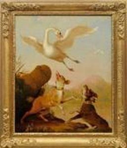 Jagdhunde Beim Attackieren Eines Schwans by Jean-Baptiste Oudry