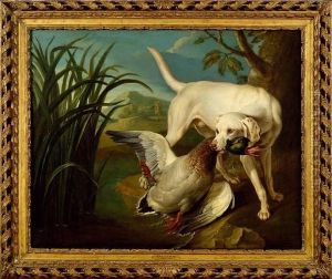 Chien Attrapant Un Colvert by Jean-Baptiste Oudry