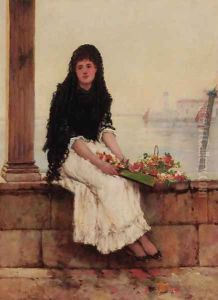 The Venetian flower vendor by Oliver Rhys