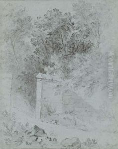 The Wall Of A Park Among Trees