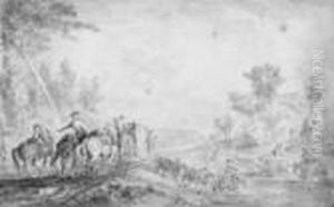 Grosse Jagdgesellschaft Beim by Jean-Baptiste Oudry