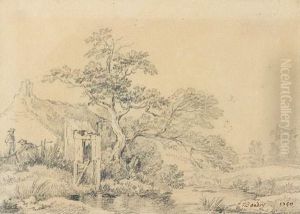La Chaumiere Au Bord De La Riviere by Jean-Baptiste Oudry