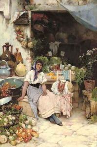 A Venetian Fruit Seller by Oliver Rhys