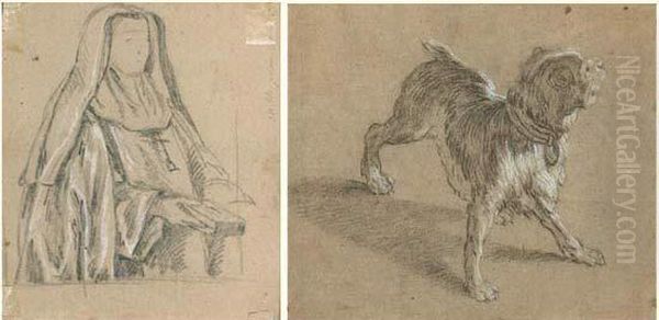 Etude De Chien. Au Revers : Esquisse Pour Un Portrait De Religieuse - view 1