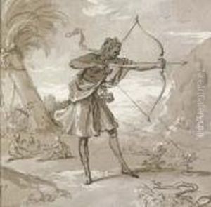 A Female Archer In A Landscape, A Snake To The Right