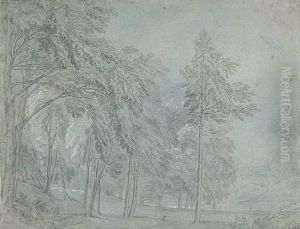 Landscape With Rolling Hills And A Valley Through A Forest by Jean-Baptiste Oudry
