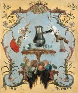 A Still Life With Silver Coffee Pot by Jean-Baptiste Oudry