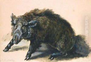 A Wild Boar At Bay by Jean-Baptiste Oudry