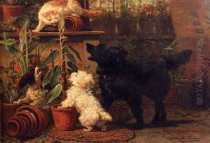 In The Greenhouse by Henriette Ronner-Knip