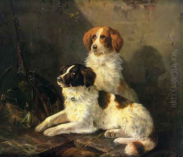 Two Spaniels Waiting for the Hunt - view 1