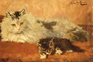 The watchful mother by Henriette Ronner-Knip