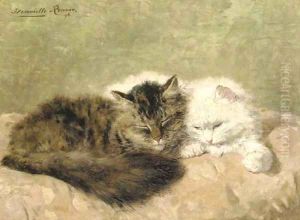 Two cats on a pink pillow