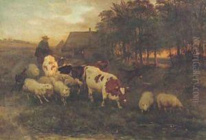 A herdsman and cattle in a Brabantine landscape