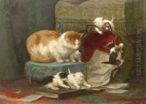 Playful kittens by Henriette Ronner-Knip
