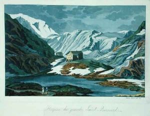 The Grand St. Bernard Hospice in Switzerland, from Costume Antico e Moderno by Gulio Ferrario, 1821 by Vittorio Raineri