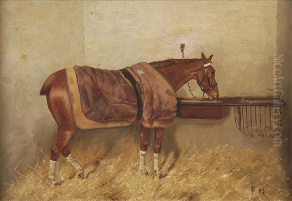 A Bay Horse At A Manger In A Stable Interior - view 1