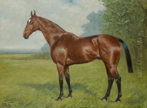 Portrait Of Lancer, A Bay Hunter In Landscape by George Paice