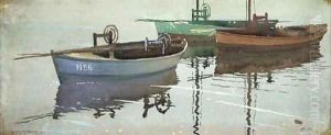 Fishing boats at St Ives by Henry Meynell Rheam