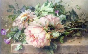 Still Life with Peonies and Morning Glory by Margaretha Roosenboom