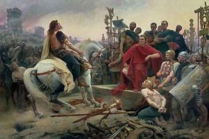 Vercingetorix throws down his arms at the feet of Julius Caesar, 1899