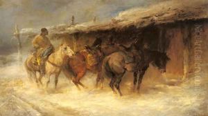 Wallachian Horsemen in the Snow by Emil Rau