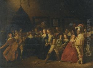 Elegant Figures Making Music In An Interior by Antonie Palamedesz