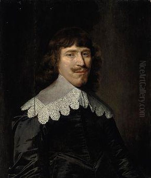 Portrait Of A Gentleman, Half-length, In A Black Doublet With Alace Collar - view 1