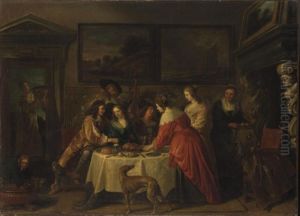 Elegante Assemblee Reunie Dans Un Interieur by Antonie Palamedesz