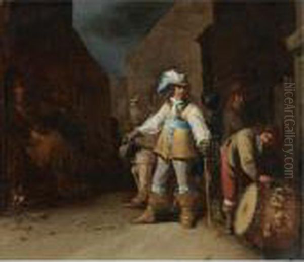 A Cavalier And Other Men Outside Of An Inn - view 1