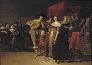 A Musical Company In An Interior by Antonie Palamedesz