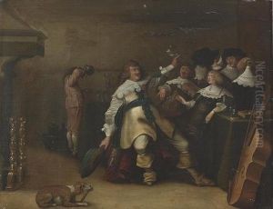Interieurszene Mit Eleganter Gesellschaft. by Antonie Palamedesz
