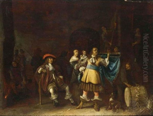 A Kortegaardje: Soldiers In A
Waiting Room Together With A Trumpeteer And A Mother And Child - view 1