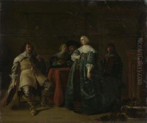 Interieur Mit Vornehmer Gesellschaft by Antonie Palamedesz