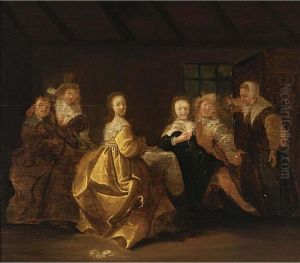Called Stevaerts, An Elegant Company In An Interior by Antonie Palamedesz