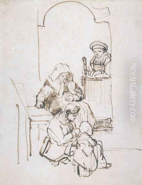 Three Women and a Child at the Door - view 1
