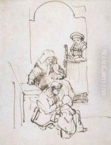 Three Women and a Child at the Door