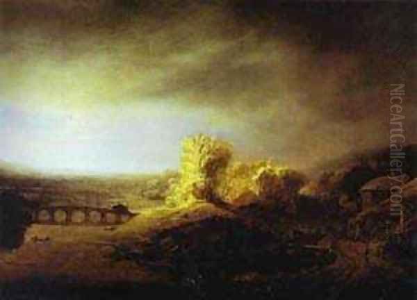 Landscape With A Long Arched Bridge Late 1630s - view 1
