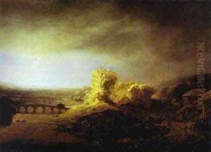 Landscape With A Long Arched Bridge Late 1630s