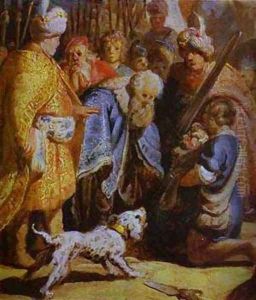 David Presenting The Head Of Goliath To King Saul Detail 1627