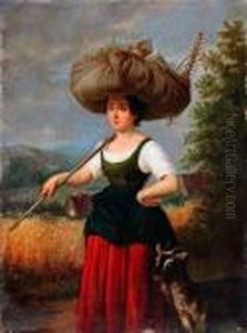 Contadina Con Capretta by Filippo Palizzi