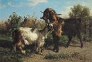 Tre Capre In Un Paesaggio by Filippo Palizzi